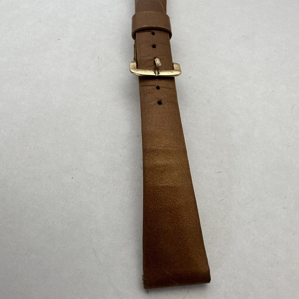 Caravelle Brown Leather Watch Strap Gold Tone Buckle Replacement Band